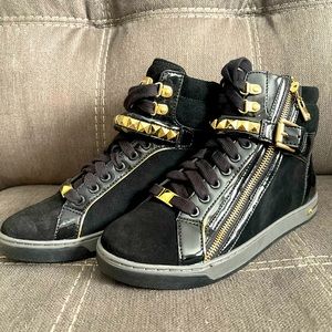 Michael MK Glam Studded High Top - Black Suede/Patent - Size 7.5